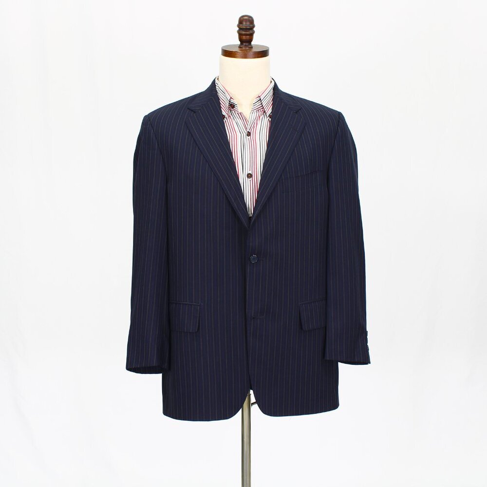 J. Press 41R Navy Striped Wool 3-Button Suit Jacket P256